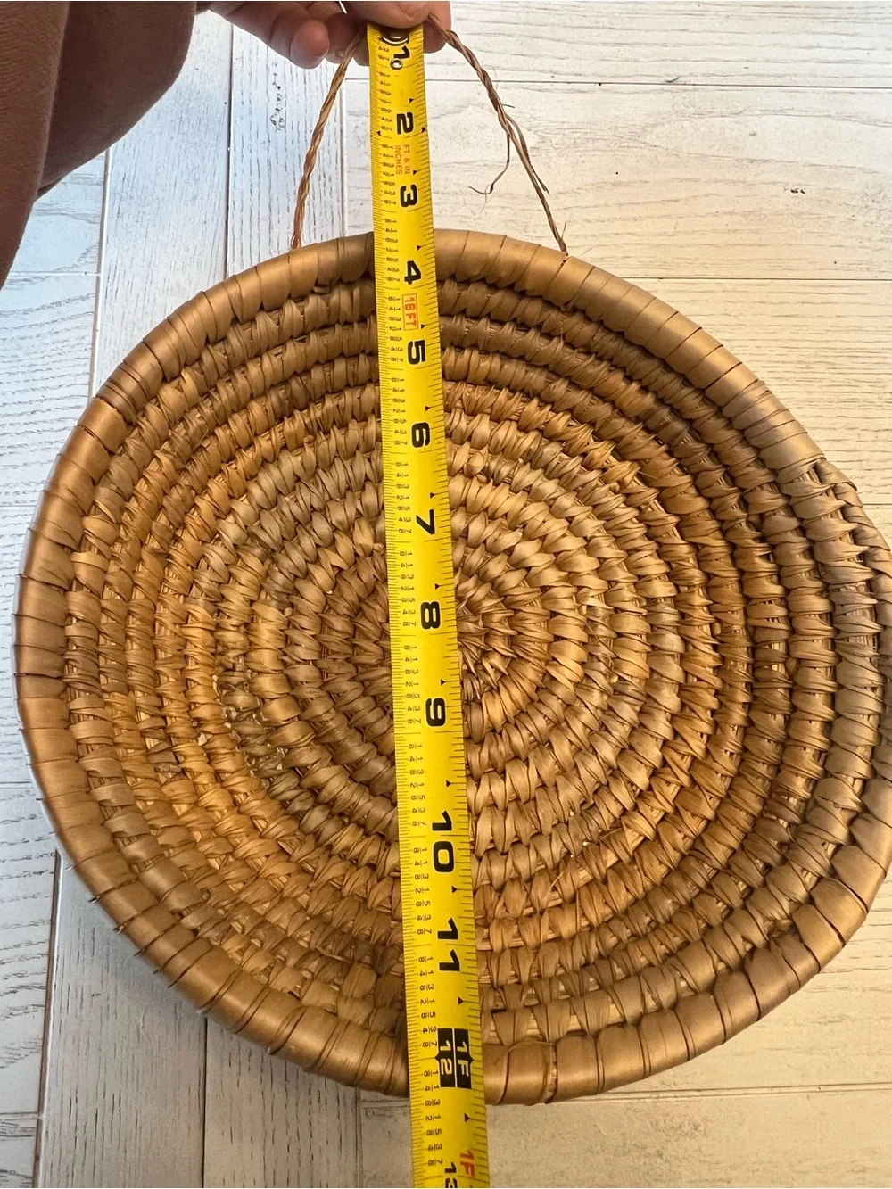 Handwoven Coiled Natural Brown Decorative Basket Wallhanging - 10”